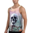 Kuilepa Mist Sunflower Skull for Men's Workout Stringer Tank Tops