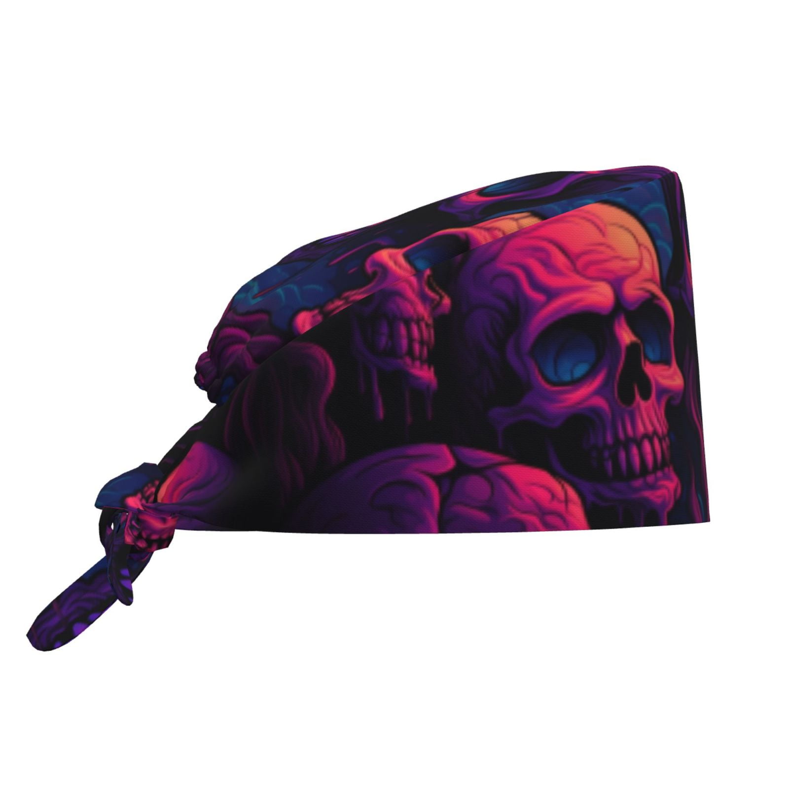 Kuilepa PurpleRed Skull Print Scrub Cap Working Caps with Upgrade