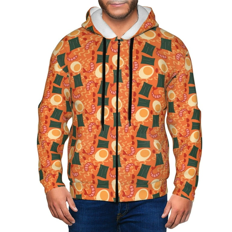 Kuilepa Ramen Noodle Soup Pattern Mens Full Zip Hoodie Men s Hooded Sweatshirt With Zipper Long Sleeve Sports Hooded Jacket Small Walmart