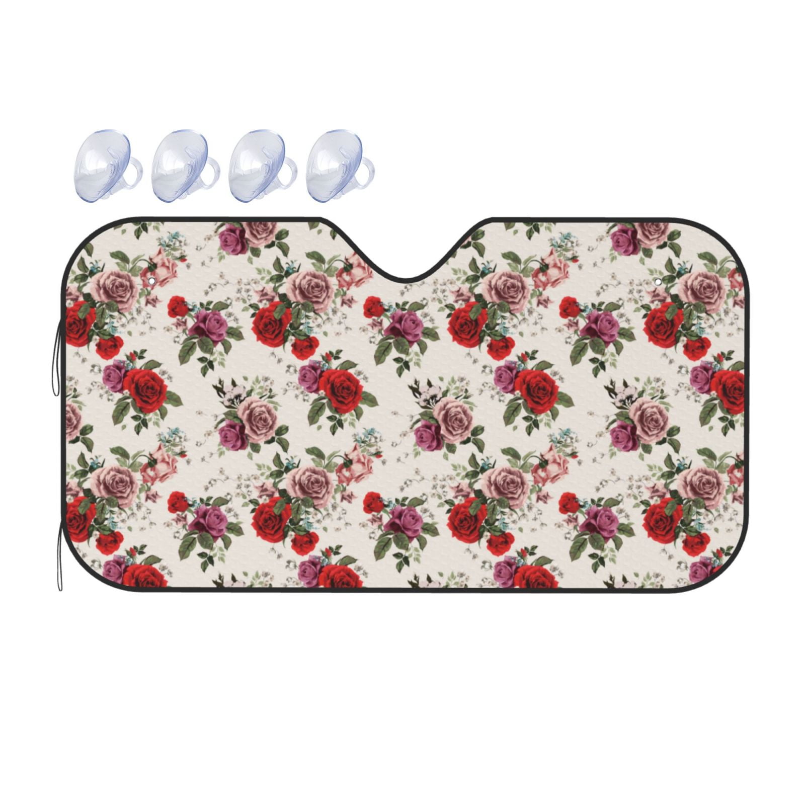 Kuilepa Rose Flowers Print Front Windshield Sun Shade-Folding Auto ...