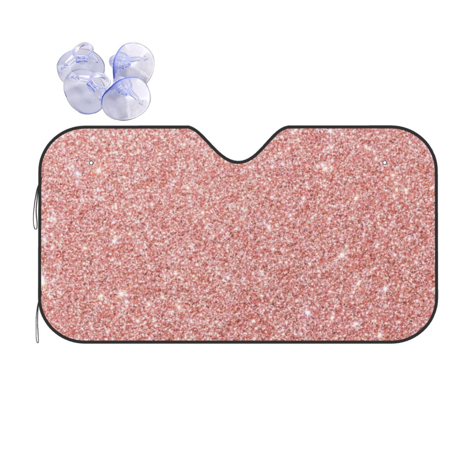 Kuilepa Rose Gold Pink Glitter Print Windshield Sun Shade Car Sun Shade Windshield, Reflector
