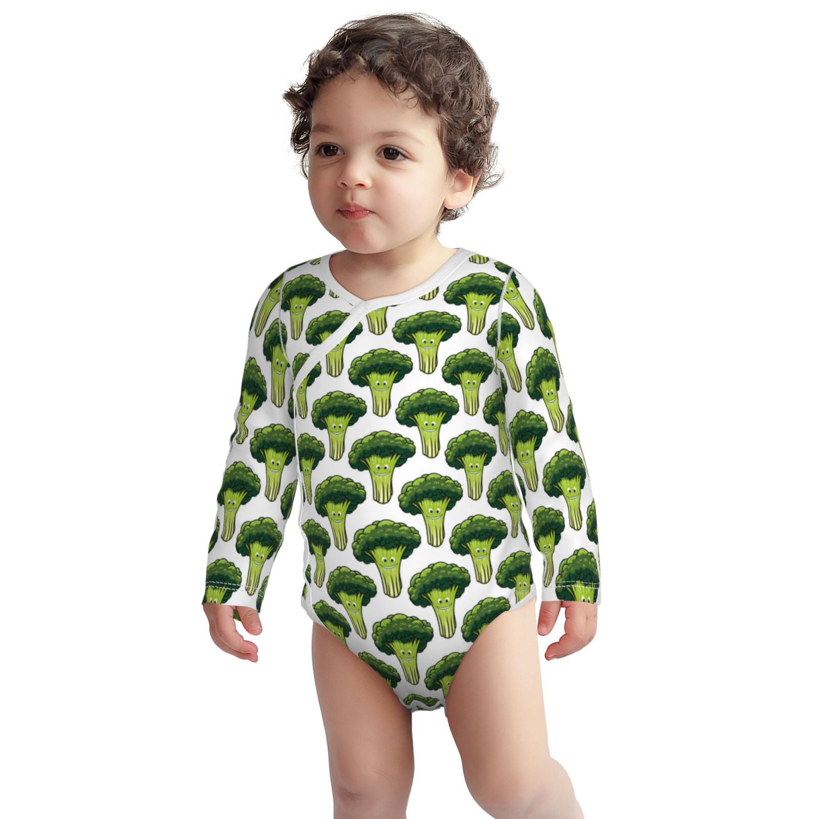 Kuilepa UnisexBaby Cute Broccoli Print Baby Bodysuits,Long Sleeve For