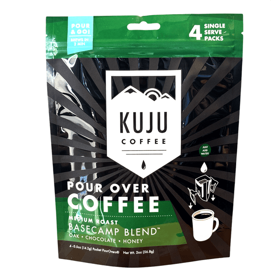 Kuju Coffee Pocket Pour Over Coffee Basecamp Medium Roast Single-Serve Packets (4 Pack)