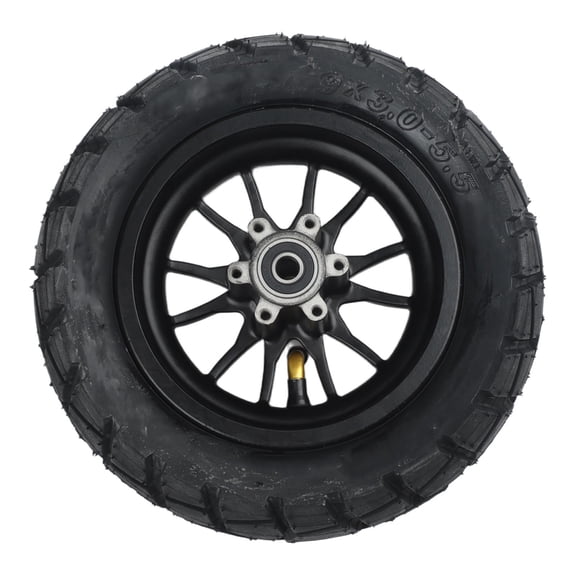 For Kukirin G2 Pro DB Electric Scooter Front and Rear Wheel Hubs with 9x3.0-5.5 Tubeless Tires, Lightweight Rubber Upgrade Parts for Enhanced Grip and Shock Absorption(Wheels + tires black)