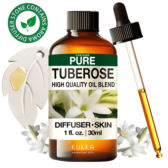 Kukka Tuberose Essential Oil - 100% Pure Rich Floral Scent for Diffuser, Skincare, Yoga & DIY - 1 fl oz