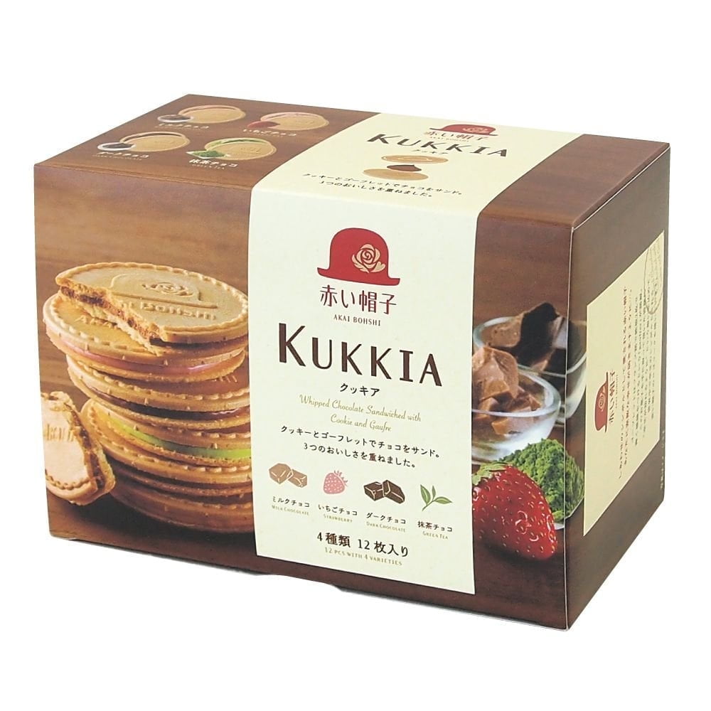 Kukkia Quatre Japanese Sandwich Wafer Cookies, 12 Cookies