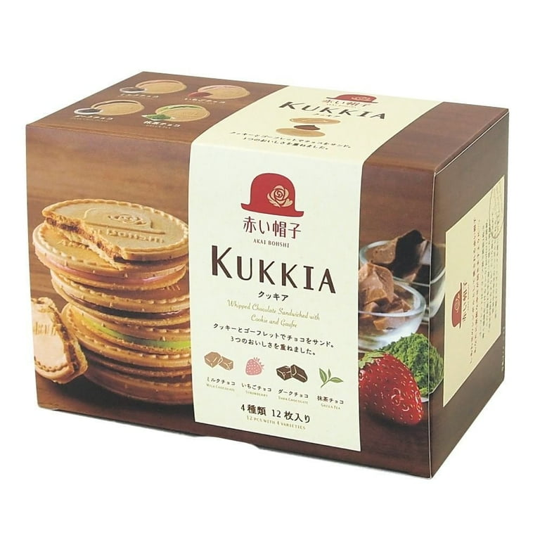 Kukkia Quatre Japanese Sandwich Wafer Cookies, 12 Cookies