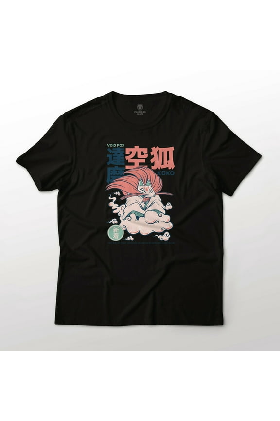 Kuko Yokai Japanese Void Sky Fox Graphic Art Tee Fine Jersey Novelty T-Shirt