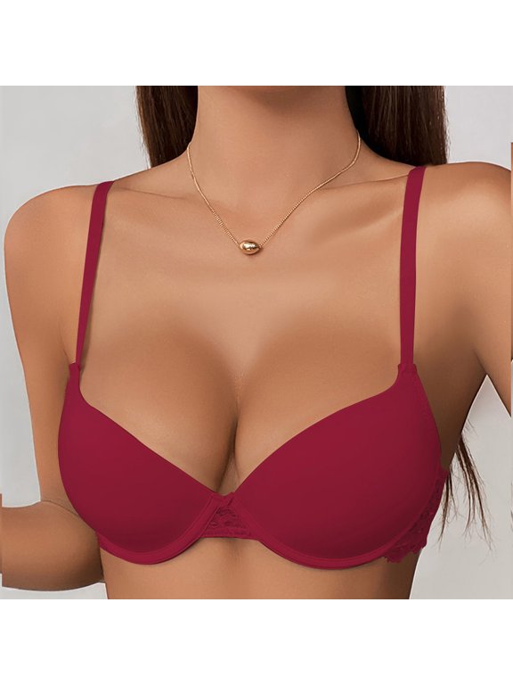 Balconette Bras for Women Fashion Women's Solid Color Backless Seamless Push-Up Beautiful Back Underwear Everyday Bras, Sizes M