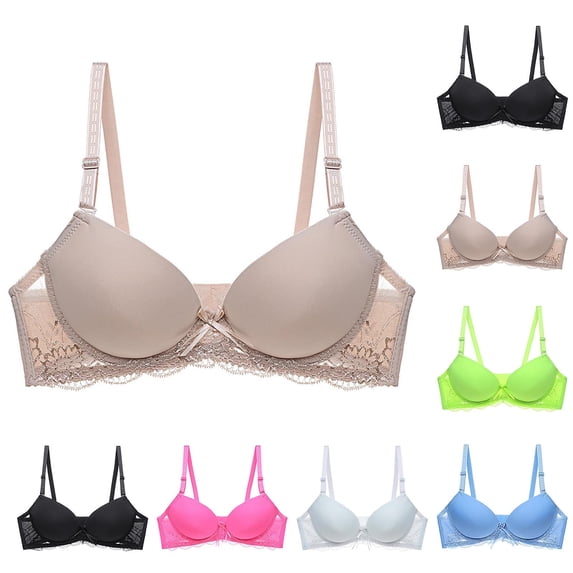 Kukoosong Balconette Bras for Women Fashion Women's Solid Color Ring Oversized Gathering Underwear Daily Bra, Sizes L