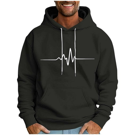 Kukoosong Big & Tall Men's Hoodies Long Sleeve Striped Print Hooded Sweatshirt Lightweight Drawstring Pullover