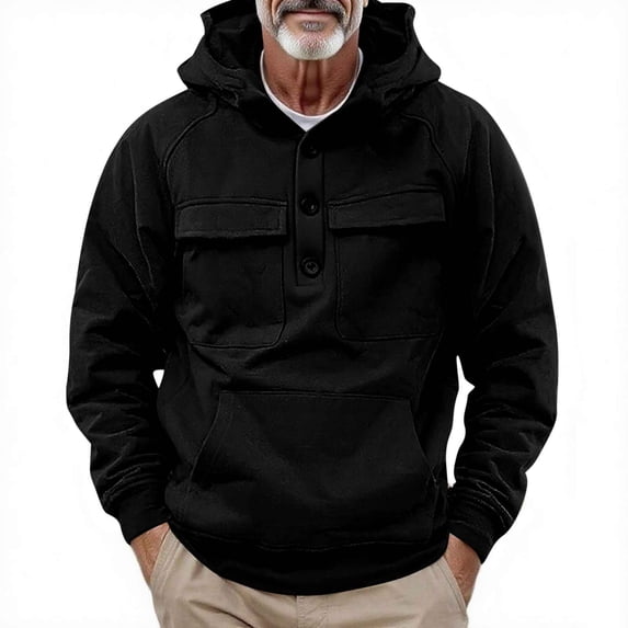 Kukoosong Big & Tall Men's Tactical Quarter Zip Hoodie Outdoor Sports Hooded Sweatshirt