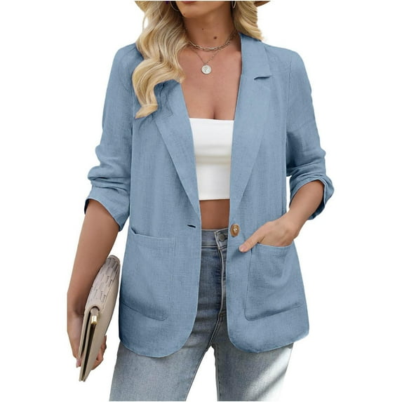 Kukoosong Blazers for Women Business Casual Long Sleeve Open Front Suit Jackets with Pockets