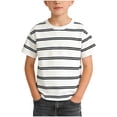 thumbnail image 1 of Kukoosong Boy's Striped Crew Neck T-Shirt, Kids Short Sleeve Casual Basic Tee Tops, Soft Breathable Summer Cotton Shirts, 1 of 6