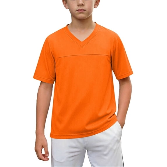 Kukoosong Boy's V-Neck Quick-Dry T-Shirt, Youth Short Sleeve T-Shirt, Breathable Mesh Sports Uniform Tops for Kids, Multiple Colors Available