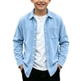 thumbnail image 1 of Kukoosong Boys' Corduroy Button Down Shirt Jacket, Lapel Collar Long Sleeve Casual Shacket with Chest Pocket, Loose Fit Lightweight Outerwear for Toddler Little Kids Fall Winter, 1 of 7