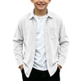 thumbnail image 1 of Kukoosong Boys' Corduroy Button Down Shirt Jacket, Lapel Collar Long Sleeve Casual Shacket with Chest Pocket, Loose Fit Lightweight Outerwear for Toddler Little Kids Fall Winter, 1 of 7
