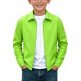 thumbnail image 1 of Kukoosong Boys Full Zip Windbreaker Jacket, Fall Winter Long Sleeve Turn Down Collar Lightweight Jacket, Casual Outerwear for Kids Daily Wear, 1 of 8