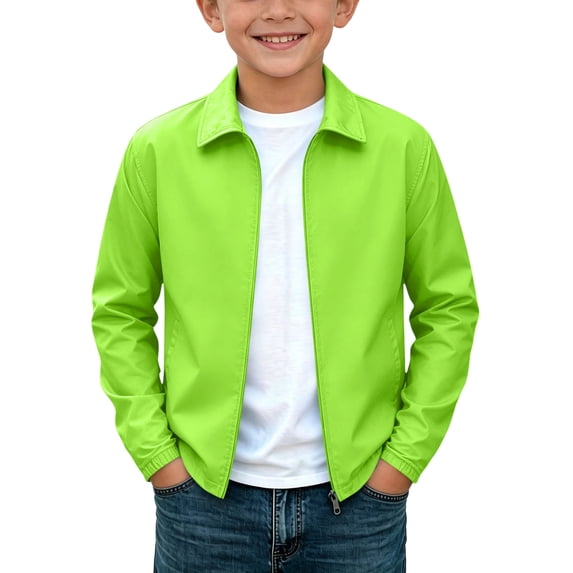Kukoosong Boys Full Zip Windbreaker Jacket, Fall Winter Long Sleeve Turn Down Collar Lightweight Jacket, Casual Outerwear for Kids Daily Wear