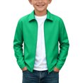 thumbnail image 1 of Kukoosong Boys Full Zip Windbreaker Jacket, Fall Winter Long Sleeve Turn Down Collar Lightweight Jacket, Casual Outerwear for Kids Daily Wear, 1 of 8