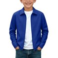 thumbnail image 1 of Kukoosong Boys Full Zip Windbreaker Jacket, Fall Winter Long Sleeve Turn Down Collar Lightweight Jacket, Casual Outerwear for Kids Daily Wear, 1 of 8