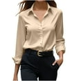 thumbnail image 1 of Kukoosong Button Down Shirts for Women Temperament Lapel Long Sleeve Shirt Spring/Fall Business Casual Work Tops, 1 of 6