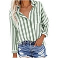 thumbnail image 1 of Kukoosong Button Down Stripe Print Shirts for Women Turndown Collar Shirt Business Casual Work Tops, 1 of 5