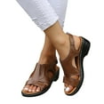 thumbnail image 1 of Kukoosong Comfy Women Sandals Summer Slippers Casual Shoes Roman Fish Mouth Casual Wedges Sandals Wedge Sandals Brown 40, 1 of 9