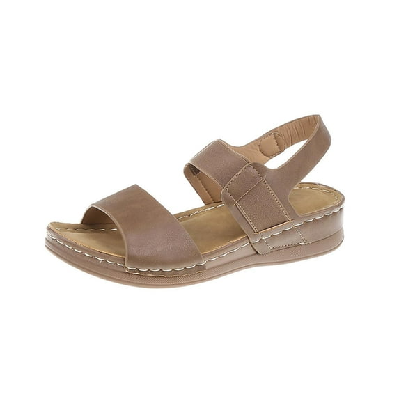 Kukoosong Comfy Women Sandals Summer Women Thick Bottom Slope Wedge Heel Shoes Beach Roman Casual Slippers Sandals Wedge Sandals Khaki 38