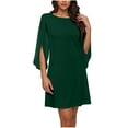 thumbnail image 1 of Kukoosong Dresses for Women Casual Summer Round Neck Wedding Guest Party Dress Short Sleeve Fashion Slim Fit Midi Evening Gown Beach Vacation Dresses, 1 of 7