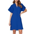 thumbnail image 1 of Kukoosong Dresses for Women Casual Summer Short Sleeve V-Neck Relaxed Fit Solid Color Shirt Dress Cocktail-Length Beach Party Vacation Dresses, 1 of 6