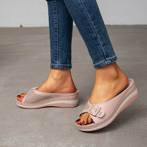 Kukoosong Sandals Women Summer Ladies Sandals Breathable Elastic Webbing Platform Casual Sandals Flat Summer Beach Sandals Blue 41