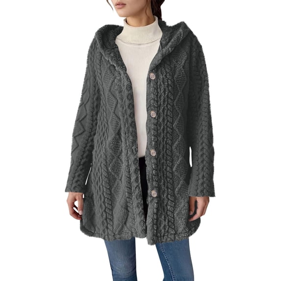 Kukoosong Fleece Jackets, Women Causal Long Sleeve Hooded Jacket, Oversized Winter Ziper Fuzzy Sweatshirts Coat, Fall Outfits Fashion Coat with Pockets