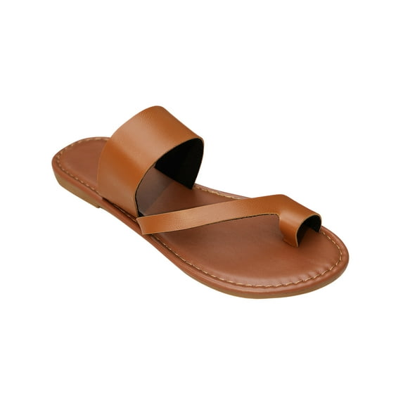 Kukoosong Flip Flops for Women New Summer Flat Shoes Casual Slip-Toe Womens Sandals Clip Toe Slippers Flat Sandals for Women Brown 42