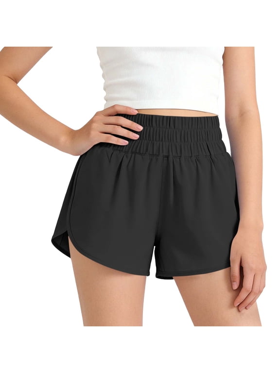 Girls' Athletic Shorts with Built In Liner, Quick Dry Running Gym Shorts, Elastic Waist Active Wear Short Pants for Sports Workout Casual Summer
