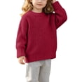 thumbnail image 1 of Kukoosong Girls' Crew Neck Chunky Knit Sweater, Oversized Long Sleeve Solid Color Pullover Tops, Soft Warm Ribbed Cuff Hem Casual Knit Shirt for Kids Daily School Fall Winter Wear, 1 of 7