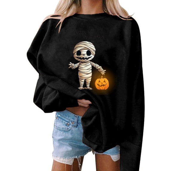 Kukoosong Halloween Sweatshirts for Women Round Neck St. Patrick's Day Print Pullover Tops