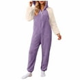 thumbnail image 1 of Kukoosong Jumpsuits for Women, Women's Long Sleeve Hooded Jumpsuit, Casual Winter Warm Rompe Sleepwear, Pajamas Onesies Outfits, 1 of 6