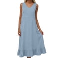 thumbnail image 1 of Kukoosong Long Tank Dresses for Women Summer Casual V Neck Sleeveless Sundresses Loose Beach Vacation Sundress Flowy Maxi Dress with Pockets, 1 of 7