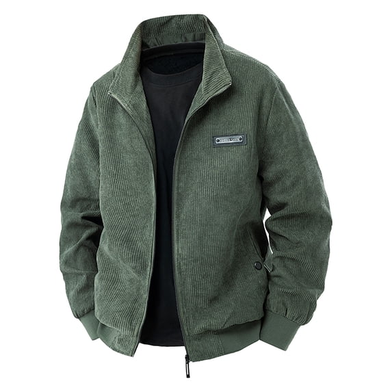 Kukoosong Men's Bomber Jacket Lightweight Casual Lapel Button Corduroy Jackets Zip Up Shacket Jackets with Pocket