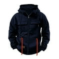 thumbnail image 1 of Kukoosong Men's Bomber Jacket Men Retro Workwear Jacket Multi-Pocket Zipper Hooded Coat, 1 of 4