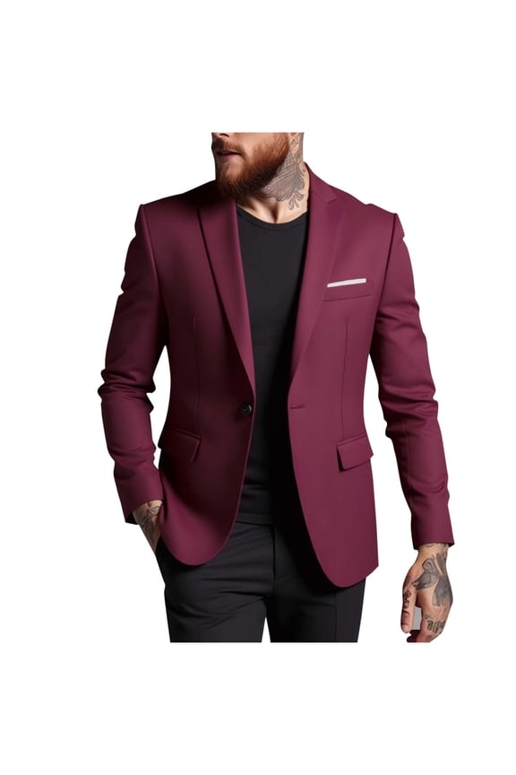 Men's Business Suit Jacket Elegant Single Button Blazers Suit Slim Fit Lightweight Wedding Suit Lapel Coats