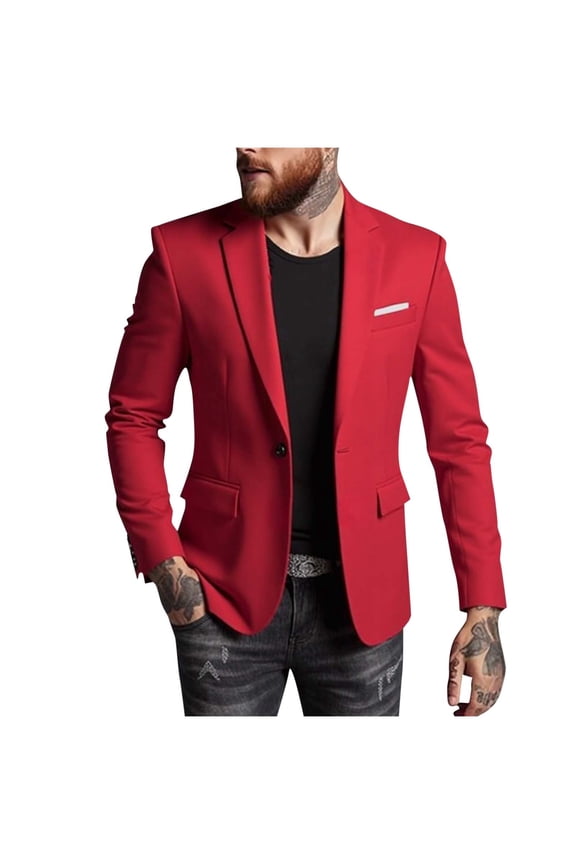 Men's Business Suit Jacket Elegant Single Button Blazers Suit Slim Fit Lightweight Wedding Suit Lapel Coats