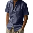 thumbnail image 1 of Kukoosong Men's Casual Linen Blend Short Sleeve Button-Down Collar Pocket Shirt for Summer Office and Outdoor Wear Men Business Casual Button Down Shirts, 1 of 7