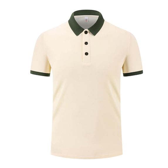 Kukoosong Men's Casual Short Sleeve Polo Shirt Solid Color Turn-Down Collar Office Wear Shirt Men Golf T Shirt Casual Workout Tops