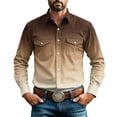 thumbnail image 1 of Kukoosong Men's Classic Cowboy Pearl Snap Shirt, Gradient Color Long Sleeve Button Down Shirts Front with Two Chest Pockets for Ranch Outdoor, 1 of 7