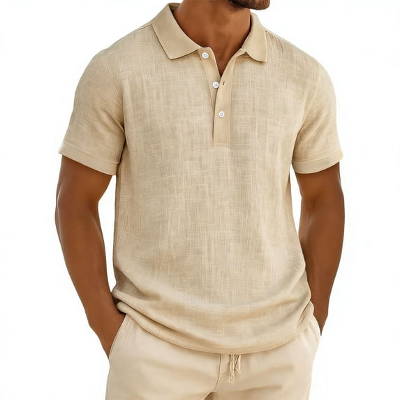 Kukoosong Men's Classic Polo Shirts Solid Color Short Sleeve Collared Button-Up for Summer Tennis and Sports, Casual and Preppy Polos for Men