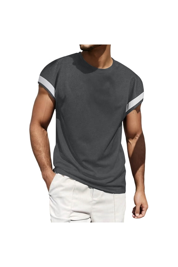 Men's Color Block T-Shirts Short Sleeve Crew Neck Pullover for Summer Casual, Bold and Trendy Tee Shirt for Men