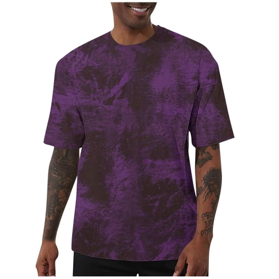 Kukoosong Men's Elastic Sports T-Shirts Solid Color Short Sleeve Crew Neck Pullover for Summer Casual, Loose and Breathable Tee Shirt for Men
