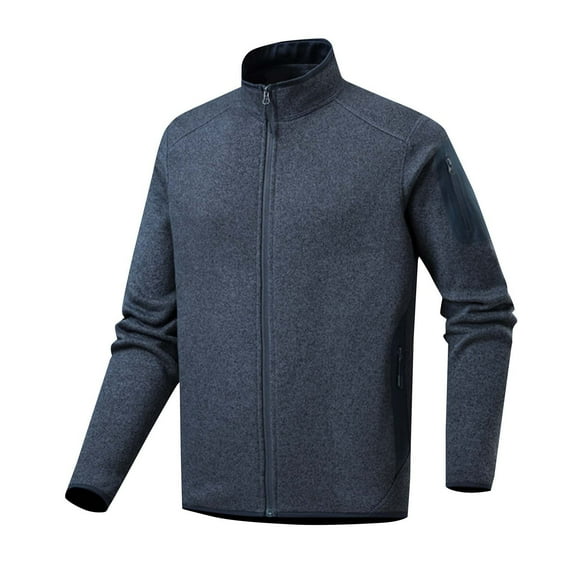 Kukoosong Men's Fleece Jacket High Elastic Half-Open Stand-Up Collar Warm Sports Jacket